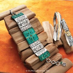 Silpada retired- Patina brass & sterling silver ‘Artifact’ link bracelet